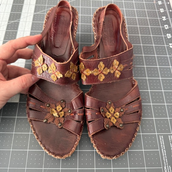 PIKOLINOS Shoes - Pikolinos Womens 38 Leather Floral Fairy Boho Wedge Sandals Indie Earthy Artsy
